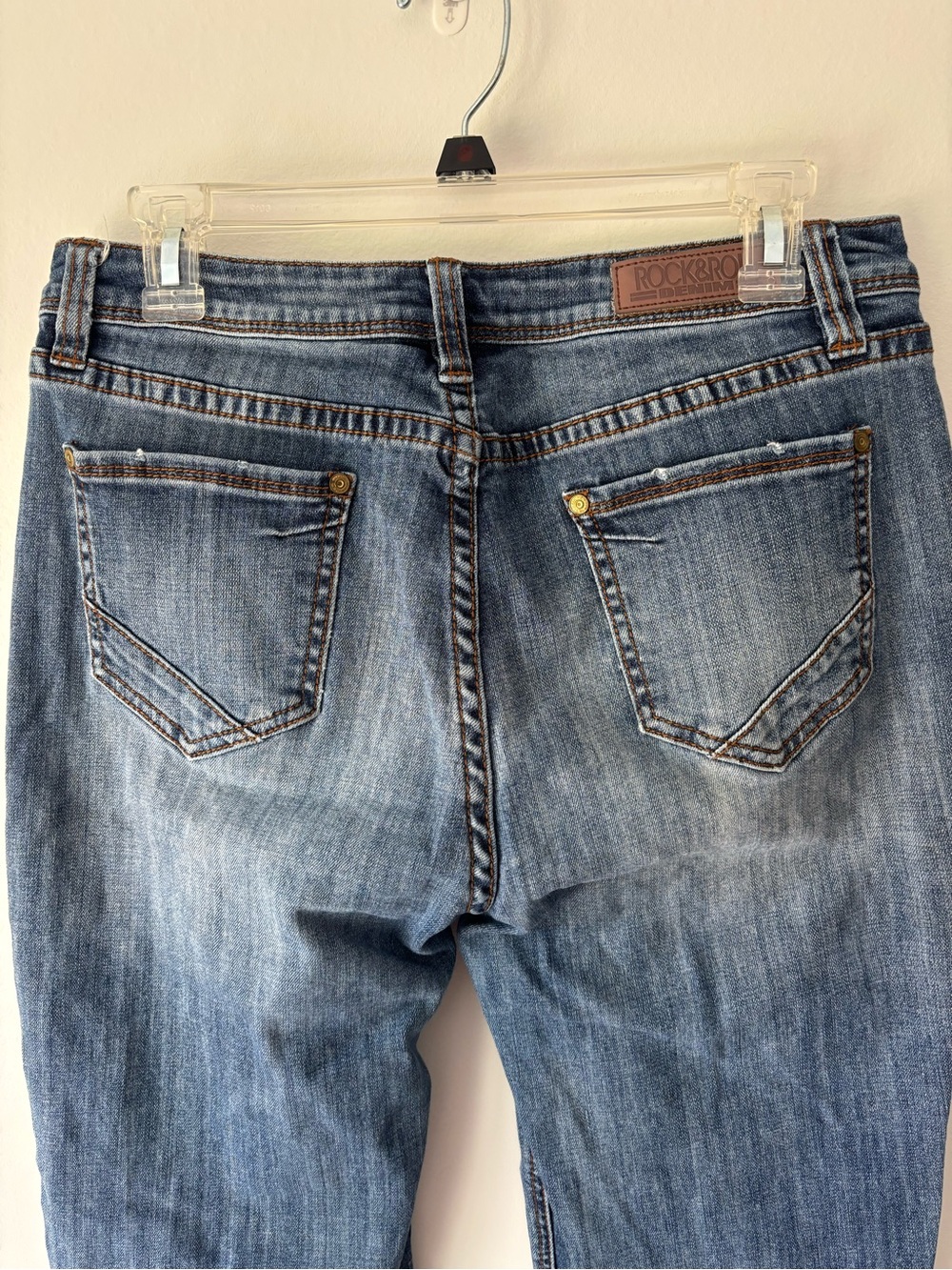 Rock & Roll Denim Front Seam High Rise Trouser Medium Wash Jean Wide Leg Bootcut - Picture 8 of 13
